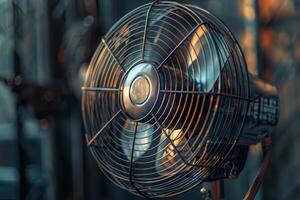 Vintage desk fan cooling down a hot summer day photo