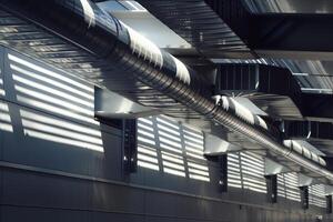 Ventilation system creating interesting light pattern on wall photo