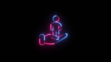 Glowing neon Initial Support icon sign animation. video
