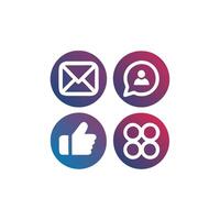 four social icons with a phone, email and a thumbs up vector
