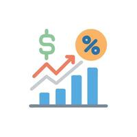 a graph with a dollar sign and a percent sign vector