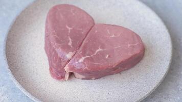 Ribeye steak raw with salt, spices and herbs prepared for grilling video