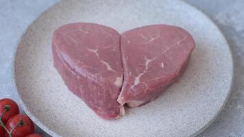 Ribeye steak raw with salt, spices and herbs prepared for grilling video