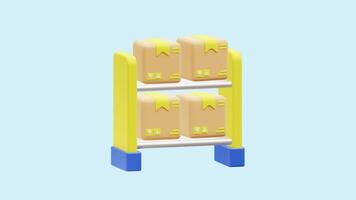 Rack System Shelf animated 3d icon. video