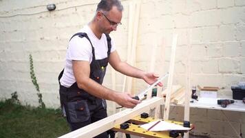 Crafting precision. A woodworking journey in the backyard workshop video