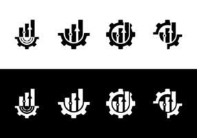 Flat symbol design icons set productivity, gears, growth. Suitable for mobile apps, web design, print materials, etc. vector