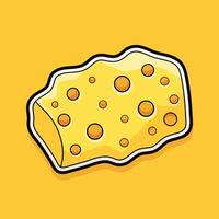 Classic Cheese Sticker with Irregular Hole Pattern Cheese Texture, Slice, and Dice Art vector