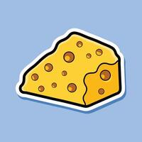 Playful Cheese Sticker with Textured Holes Cheese Textures, Dice, and Slice Design vector