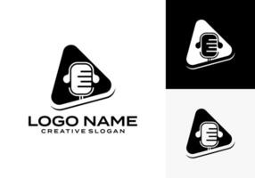 Design a Podcast or Radio Channel Logo using a Microphone and a Play button for chatting or talk icons. vector