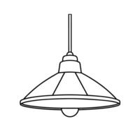 a black and white drawing of a lamp hanging from a ceiling vector