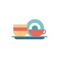 a flat icon of a cup and saucer vector
