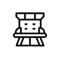 a black and white icon of a chair with a table on top vector