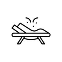 a black and white illustration of a bed with a person sleeping on it vector