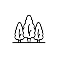 a line drawing of three trees in the middle of a field vector