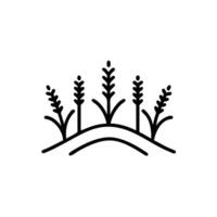 a black and white illustration of a field with wheat vector