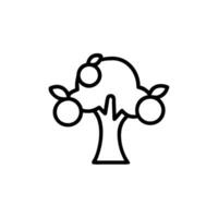 an apple tree with fruit on it is shown in a black and white line drawing vector