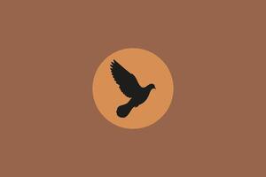 Silhouette of Flying Bird Against Moon in Evening Sky vector
