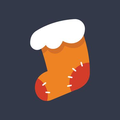 orange sock with stiches sign in flat design.