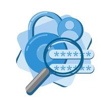 A magnifying glass and a lock icon vector
