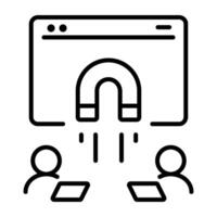 An outline style icon of website traffic vector