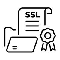 SSL certificate icon in linear style vector
