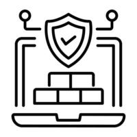 Firewall protection icon in line style vector