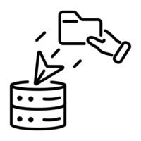 An outline style icon of data migration vector