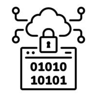 Data encryption icon in line style vector