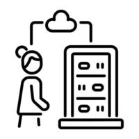 A line style icon of hosting provider vector