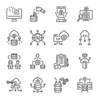 Bundle of Linear Style Cloud Storage Icons vector