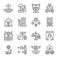 Collection of Linear Style Cloud Network Icons vector