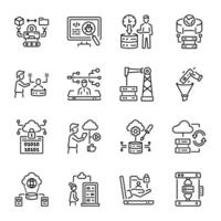 Collection of Linear Style Cloud Computing Icons vector