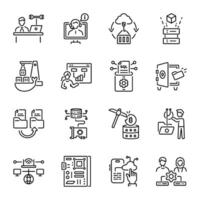 Set of Linear Style Cloud Technology Icons vector
