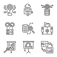 Pack of Cloud Data Linear Style Icons vector