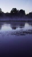 A Serene Twilight Reflection Over a Peaceful and Misty Lake at Dusk with An Idyllic Atmosphere. Stock Clip video