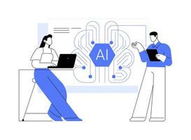 Machine learning engineer isolated cartoon illustrations. vector