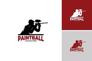 Silhouette of paintball player logo design template vector