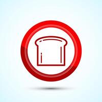 Bread Icon Design Illustration, Bakery Icon, Red Color Button Design vector