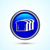 Bread Icon Design Illustration, Bakery Icon, Blue Color Round Button Design vector