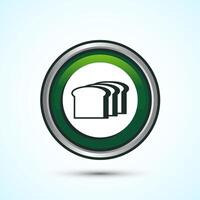 Bread Icon Design Illustration, Bakery Icon, Green Color Round Button Design vector