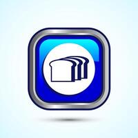 Bread Icon Design Illustration, Bakery Icon, Blue Color Square Button Design vector