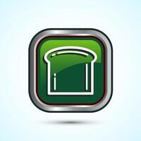 Bread Icon Design Illustration, Bakery Icon, Green Color Square Button Design vector