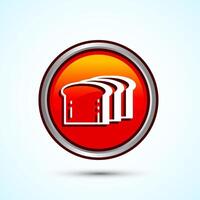 Bread Icon Design Illustration, Bakery Icon, Orange Color Round Button Design vector