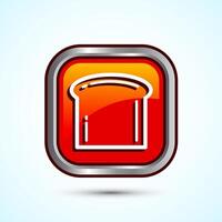 Bread Icon Design Illustration, Bakery Icon, Orange Color Square Button Design vector