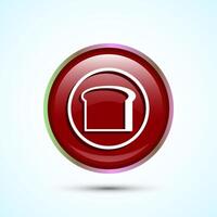 Bread Icon Design Illustration, Bakery Icon, Red Color Round Button Design vector