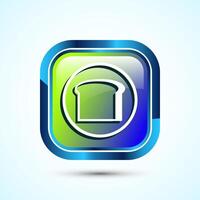 Bread Icon Design Illustration, Bakery Icon, Glossy Square Button Design vector