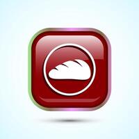 Bread Icon Design Illustration, Bakery Icon, Red Color Square Button Design vector
