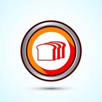 Bread Icon Design Illustration, Bakery Icon, Orange Shadow Button Design vector