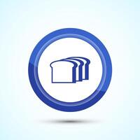 Bread Icon Design Illustration, Bakery Icon, Blue Color Button Design vector