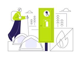 Extinguisher at campsite abstract concept illustration. vector